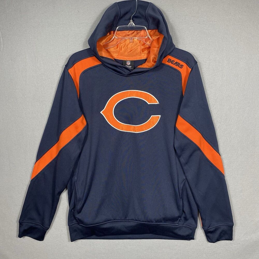 Chicago Bears Sweatshirt Youth Large Blue Orange Pullover Hooded Team Apparel
